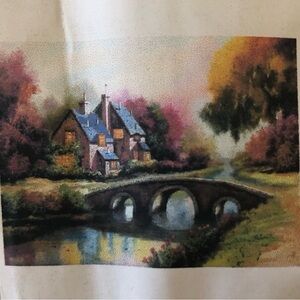 Painting With Diamonds Charming Landscape with Bridge and Cottage 80cm x 60cm